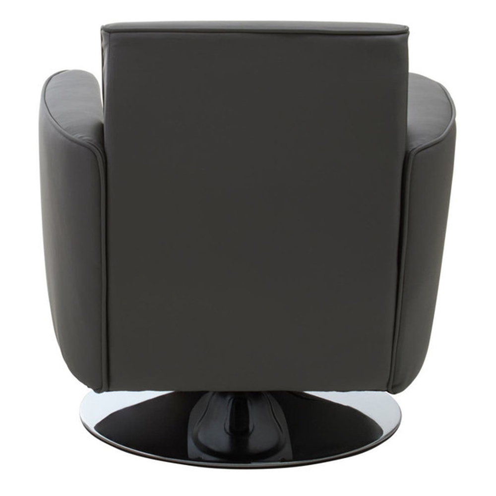 Wuxue Leather Effect Lounge Chair In Grey With Chrome Base