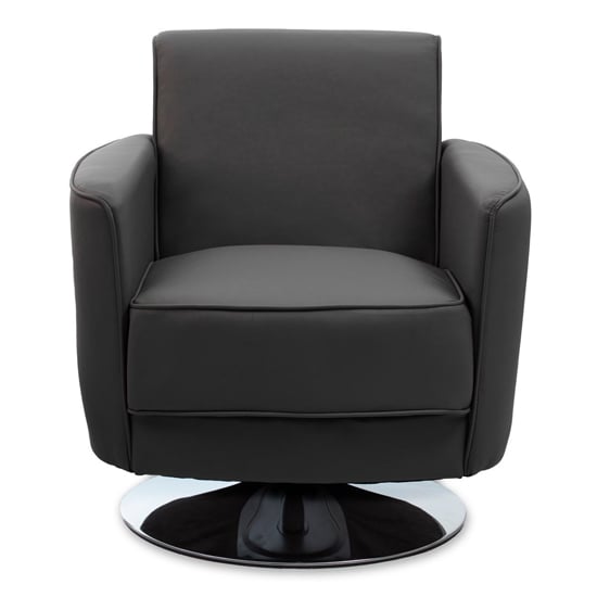 Read more about Wuxue leather effect lounge chair in mink with chrome base