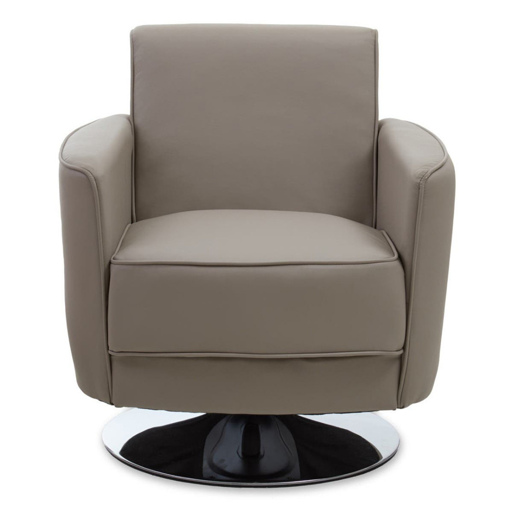 Wuxue Leather Effect Lounge Chair In Mink With Chrome Base