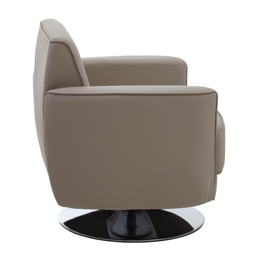 Wuxue Leather Effect Lounge Chair In Mink With Chrome Base