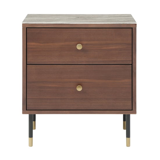 Photo of Wyatt wooden bedside cabinet with marble effect glass top