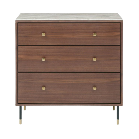 Product photograph of Wyatt Wooden Chest Of 3 Drawers With Marble Effect Glass Top from Furniture in Fashion