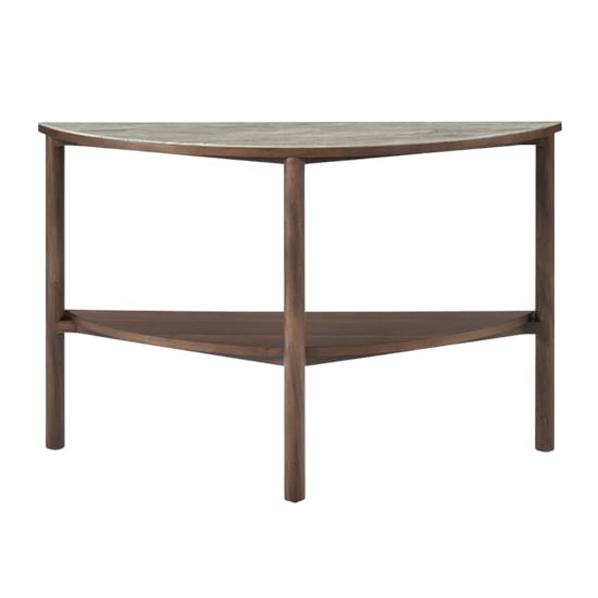 Read more about Wyatt wooden console table with marble effect glass top