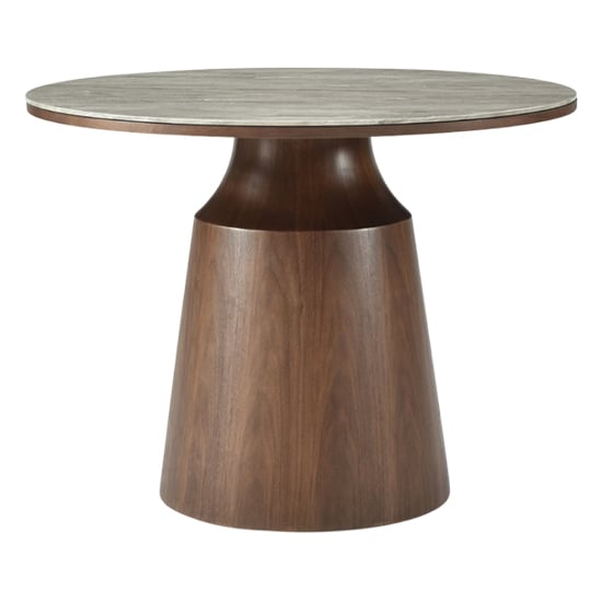 Read more about Wyatt wooden dining table circular with marble effect glass top