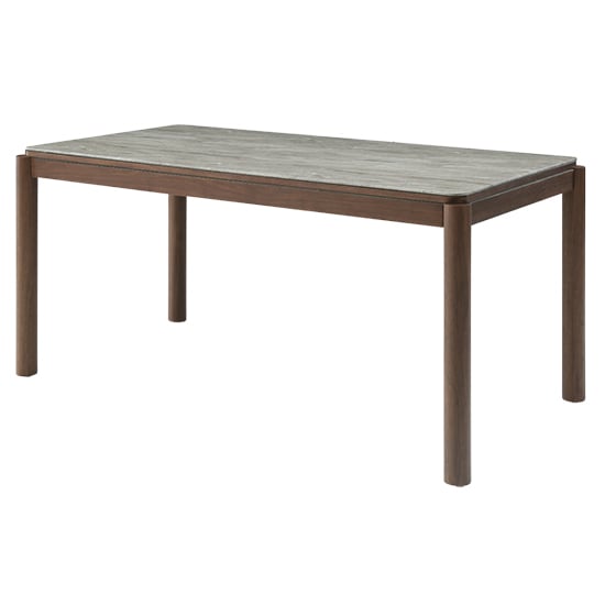 Read more about Wyatt wooden dining table small with marble effect glass top