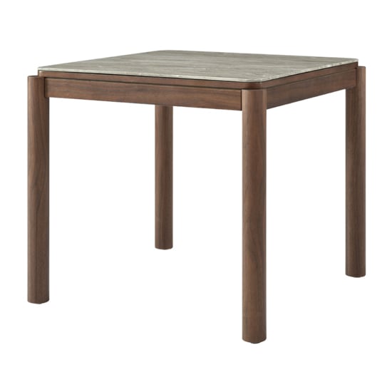 Photo of Wyatt wooden dining table square with marble effect glass top