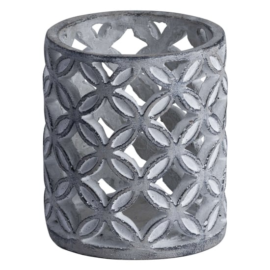 Read more about Wyatt geometric stone candle sconce in grey