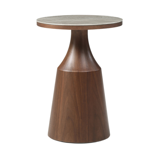 Read more about Wyatt wooden lamp table round with marble effect glass top