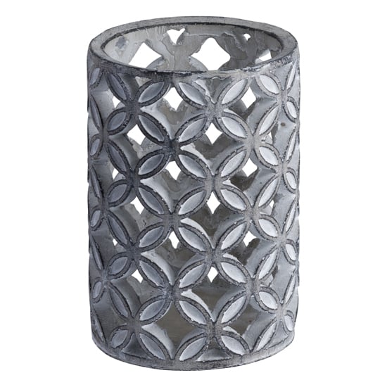 Read more about Wyatt large geometric stone candle sconce in grey