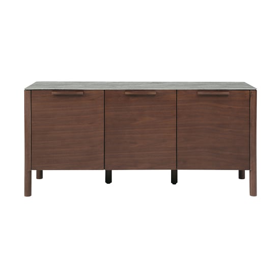 Wyatt Wooden Sideboard And 3 Doors With Marble Effect Glass Top