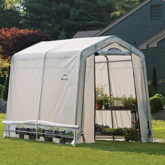 Product photograph of Wyck Ripstop Translucent 6x8 Greenhouse Storage Shed In White from Furniture in Fashion