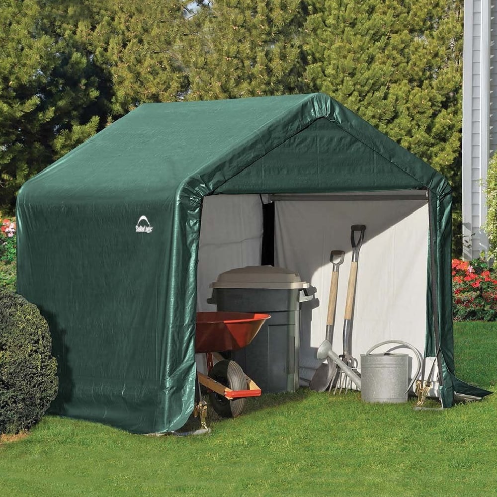 Wyck Woven Polyethylene Garden Shed In Green 6×6
