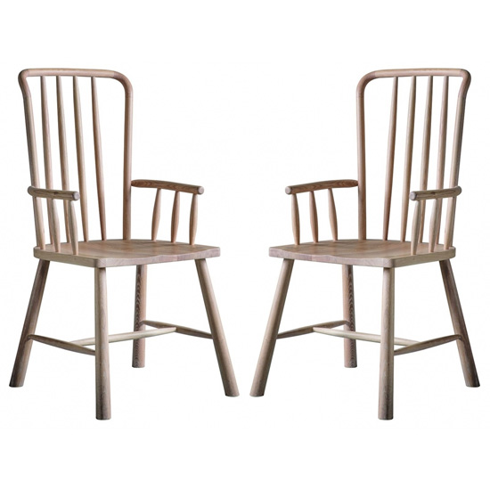 Oak Wooden Carver Dining Chairs In Pair Furniture in Fashion