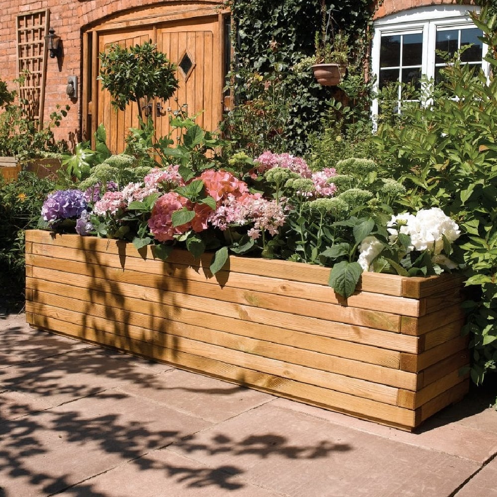 Wymondham Wooden Garden Patio Planter In Natural