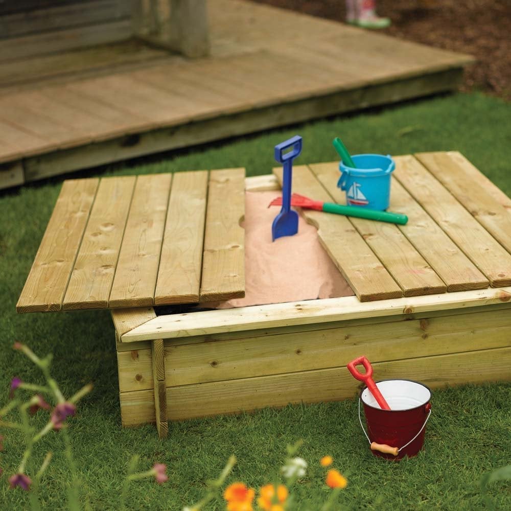 Wymondham Wooden Garden Sandpit With Lid In Natural