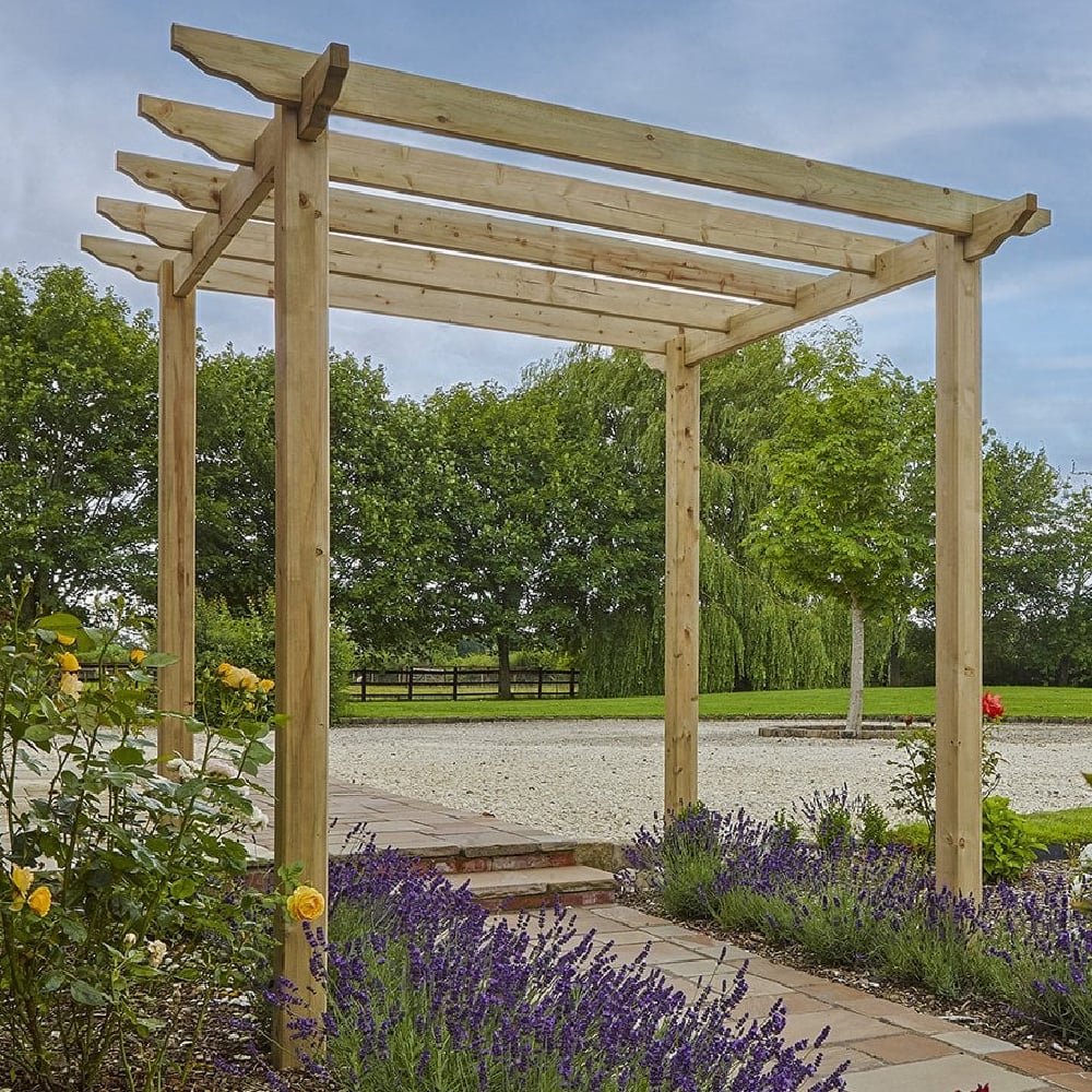 Wymondham Wooden Traditional Pergola In Natural