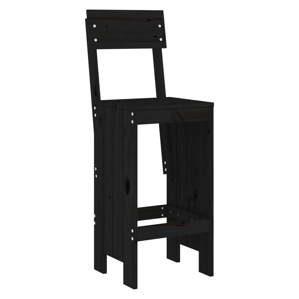 Xandor Garden Solid Wood Bar Table with 2 Stools in Black