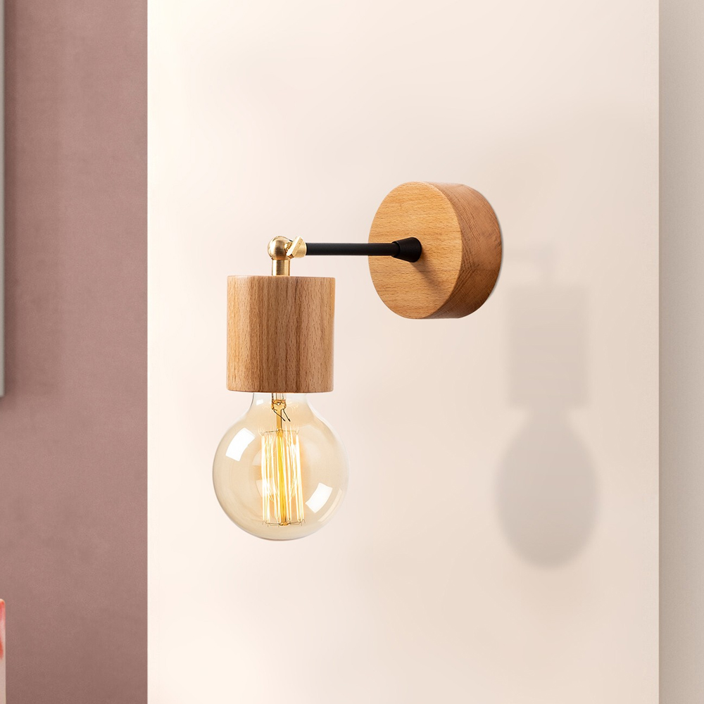 Xanthos Wooden Wall Light in Black and Oak