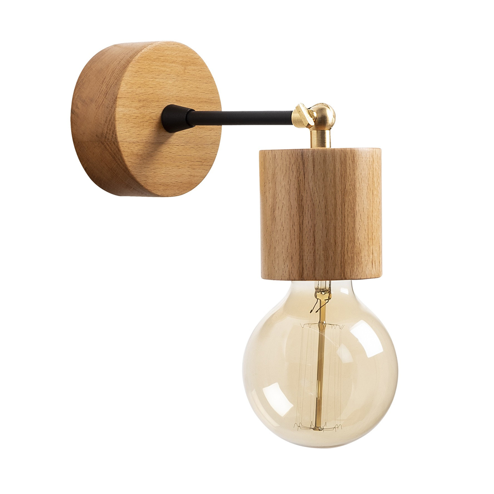 Xanthos Wooden Wall Light in Black and Oak