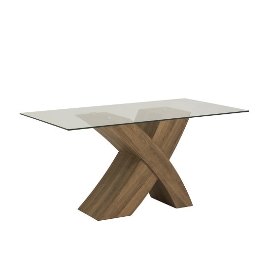 Xanti Clear Glass X Oak Base Dining Room Table Only Furniture in Fashion