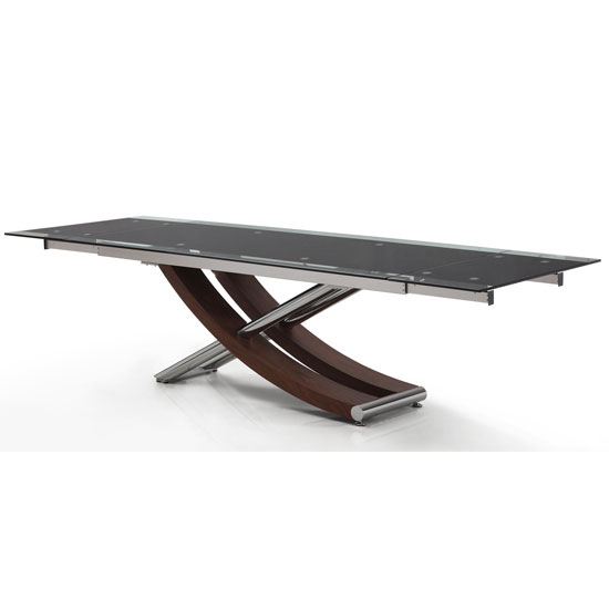 Xena Walnut Extendable Glass Dining Table