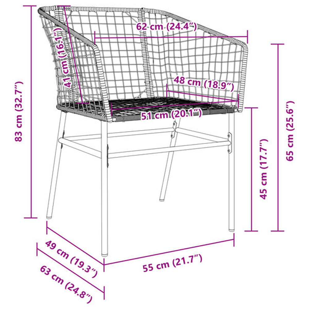 Xanvio Garden Black Poly Rattan Armchair in Pair