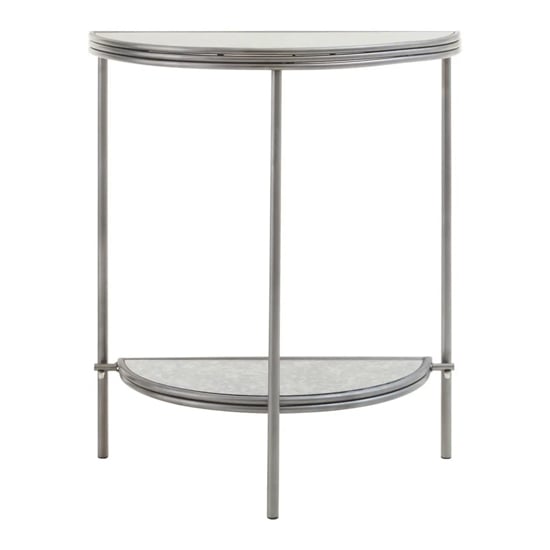 Xaria Mirrored Console Table Semi Circle In Distressed Effect