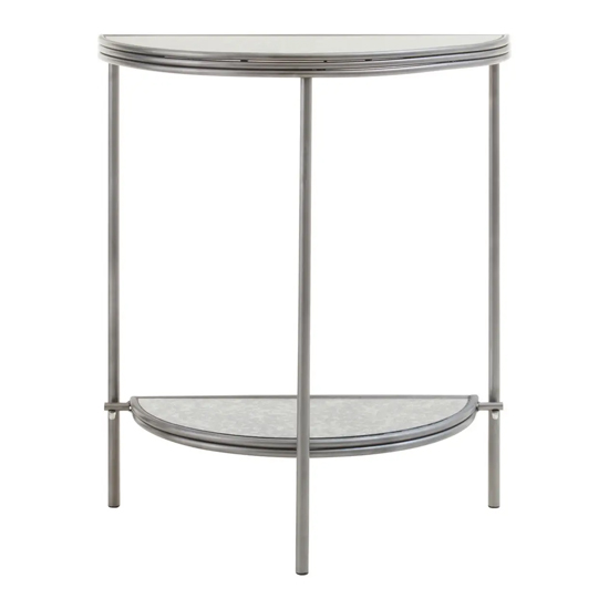Read more about Xaria mirrored console table semi circle in distressed effect