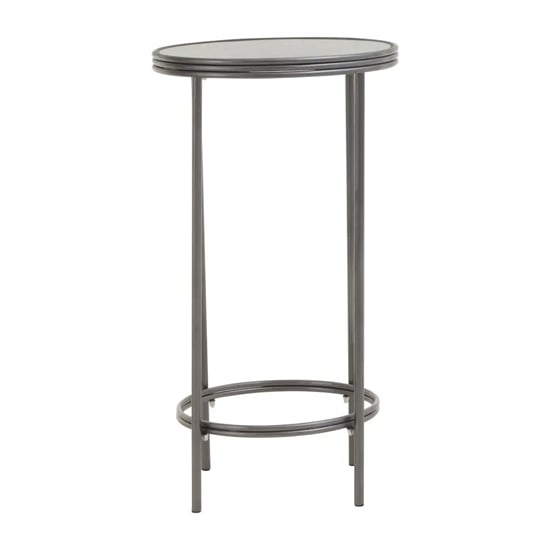 Product photograph of Xaria Mirrored Side Table Round In Distressed Effect from Furniture in Fashion
