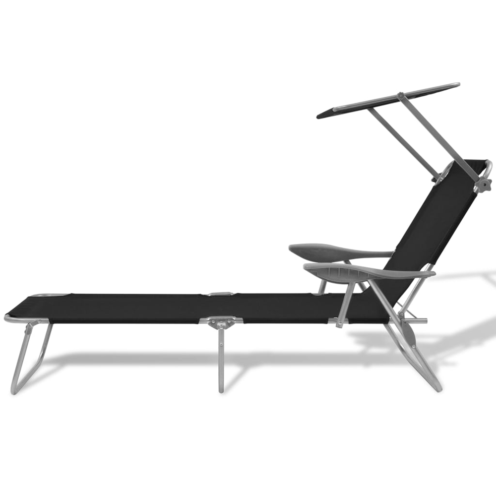 Xavien Outdoor Sun Lounger with Metal Frame in Black
