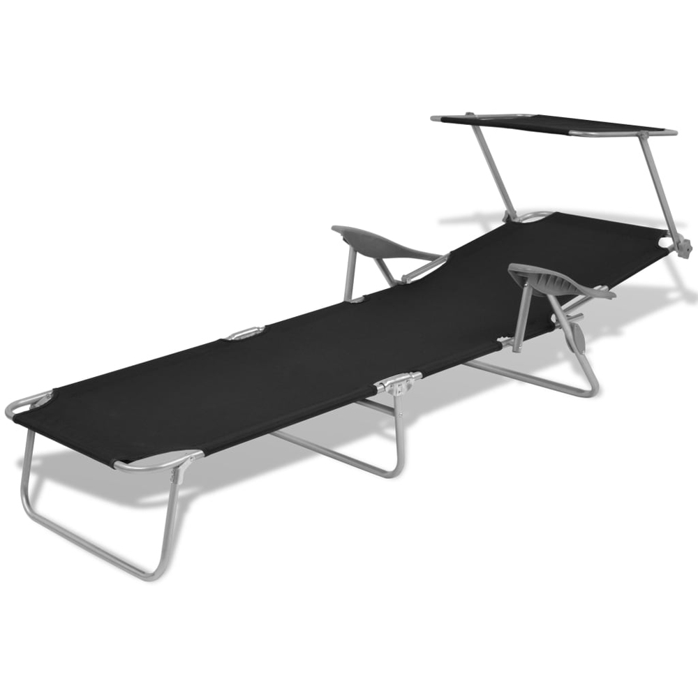 Xavien Outdoor Sun Lounger with Metal Frame in Black