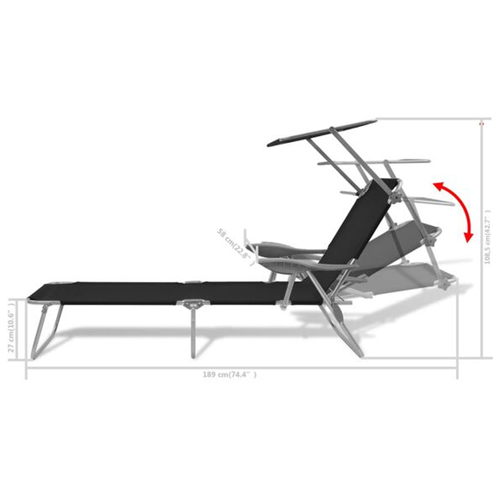 Xavien Outdoor Sun Lounger with Metal Frame in Black