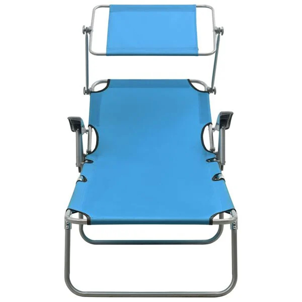 Xavien Outdoor Sun Lounger with Metal Frame in Blue