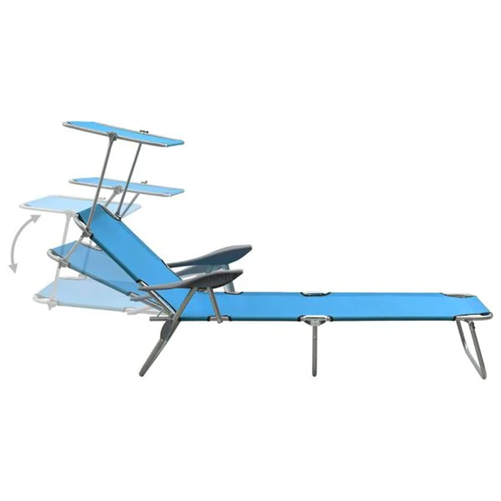 Xavien Outdoor Sun Lounger with Metal Frame in Blue