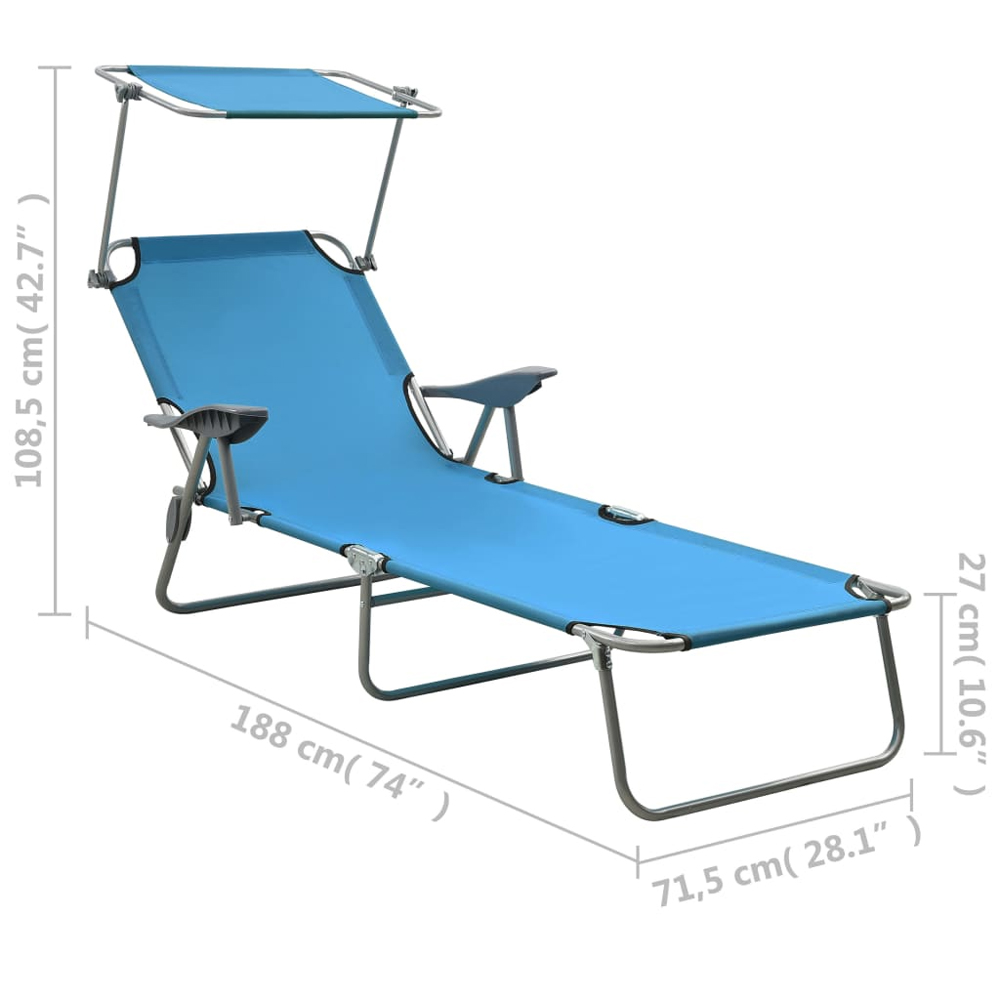Xavien Outdoor Sun Lounger with Metal Frame in Blue