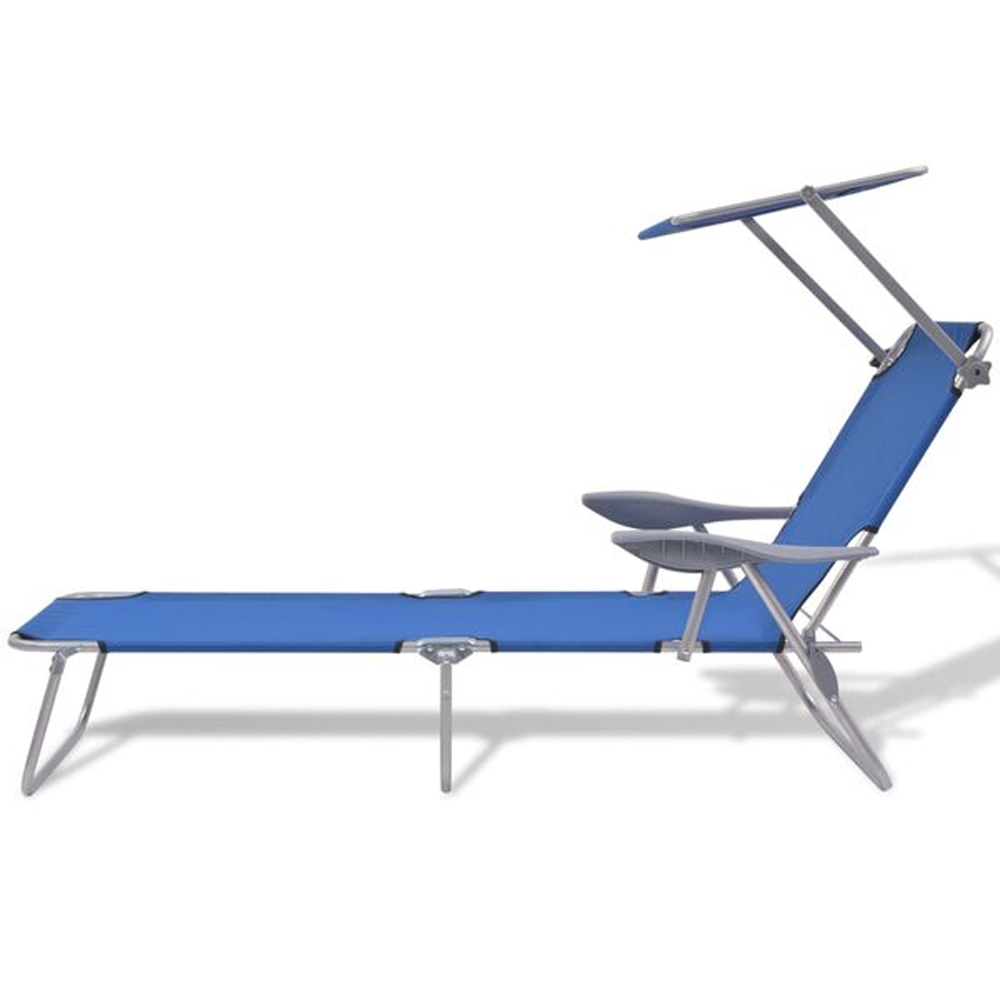 Xavien Outdoor Sun Lounger with Metal Frame in Dark Blue