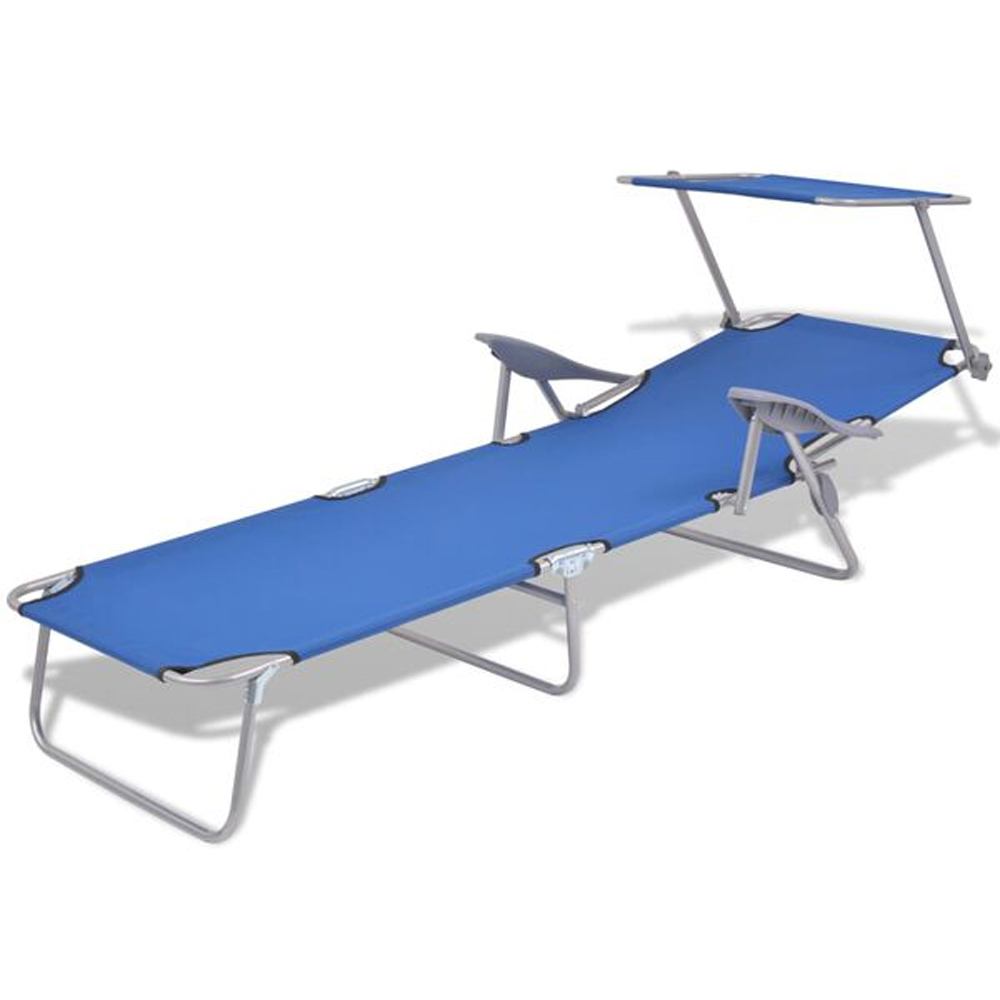Xavien Outdoor Sun Lounger with Metal Frame in Dark Blue