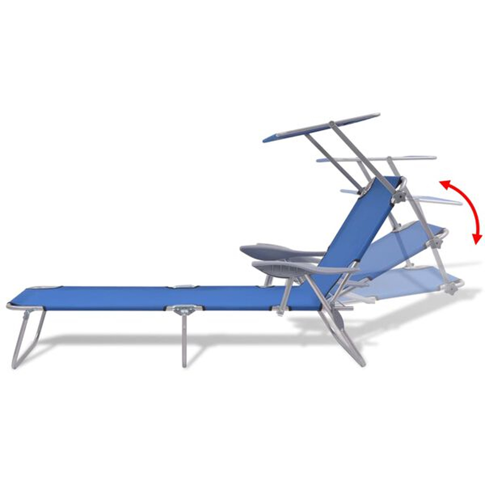 Xavien Outdoor Sun Lounger with Metal Frame in Dark Blue