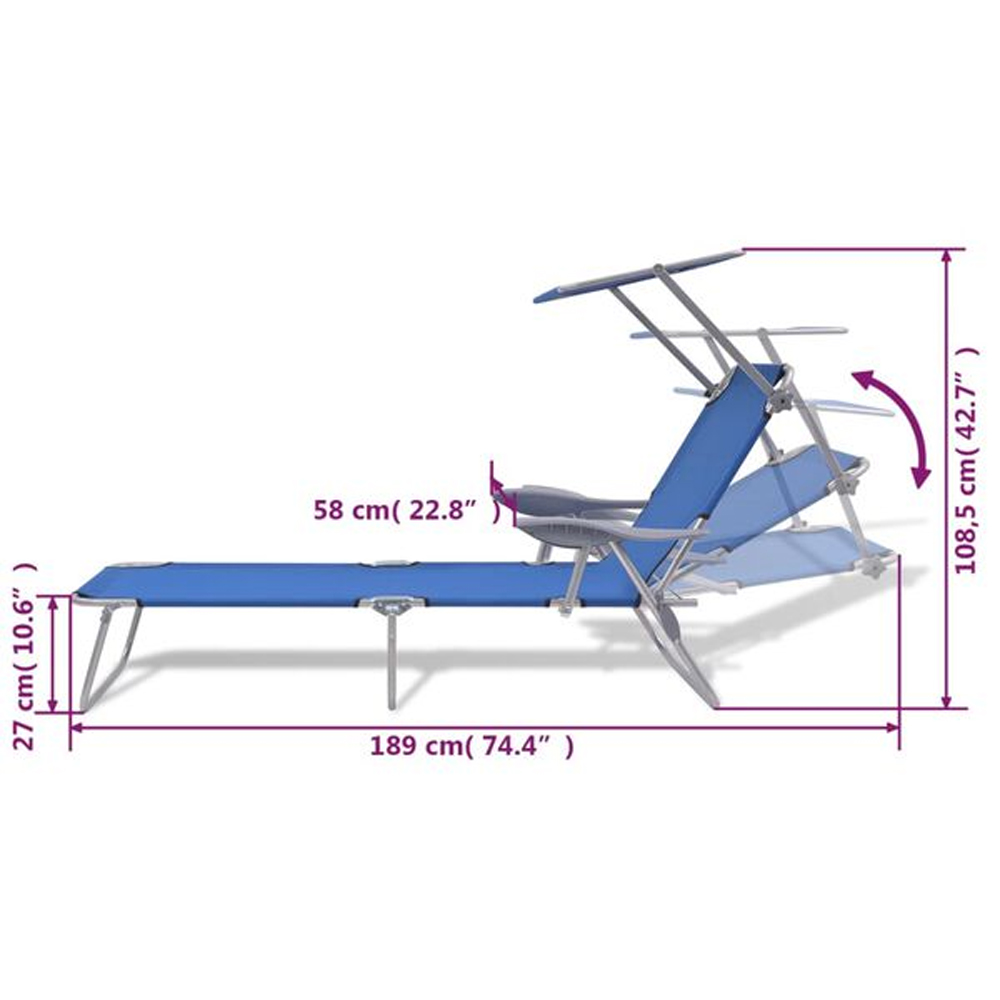 Xavien Outdoor Sun Lounger with Metal Frame in Dark Blue