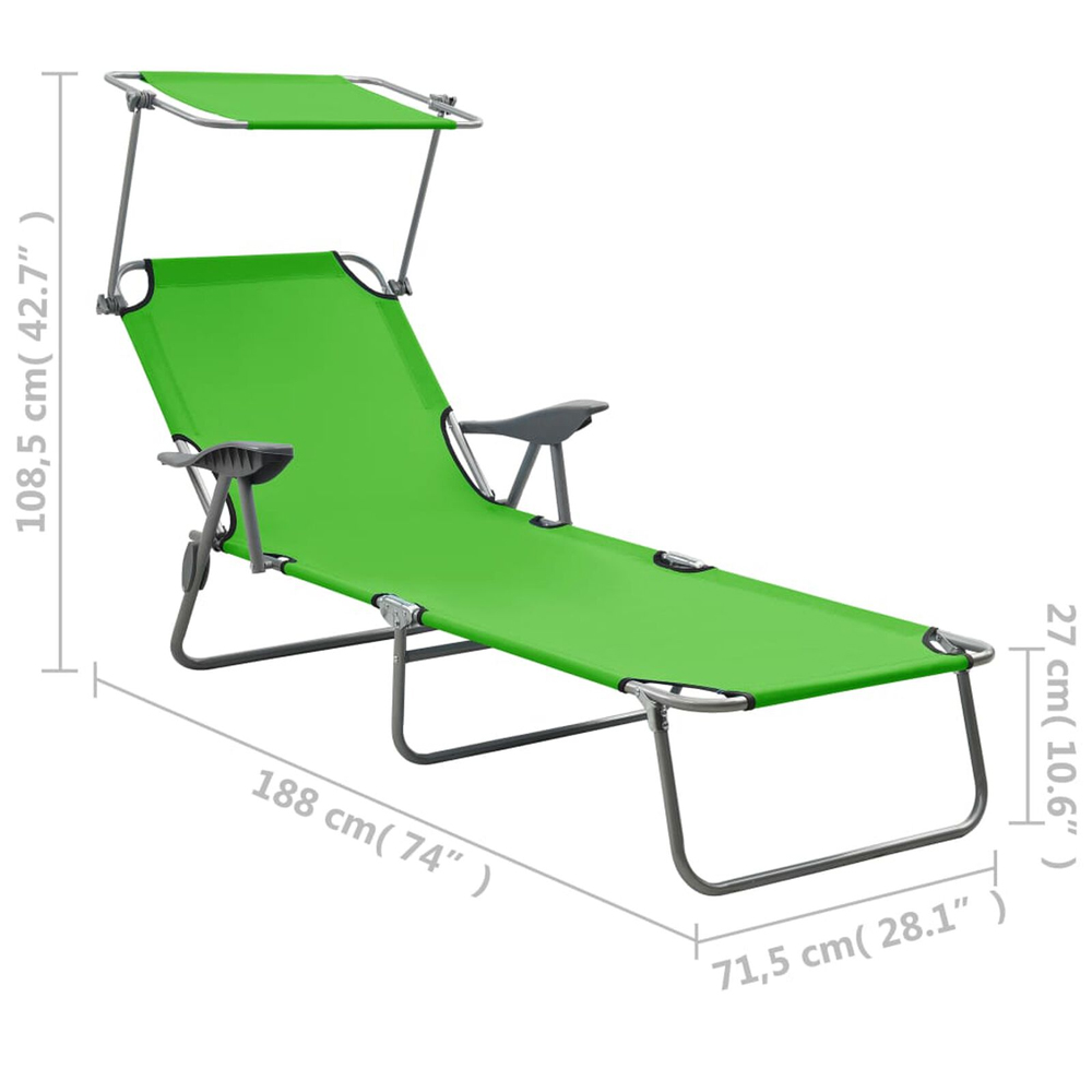 Xavien Outdoor Sun Lounger with Metal Frame in Green