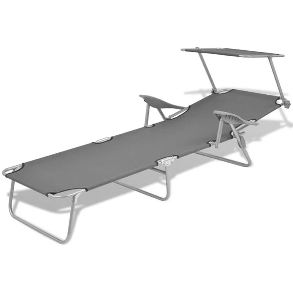 Xavien Outdoor Sun Lounger with Metal Frame in Grey
