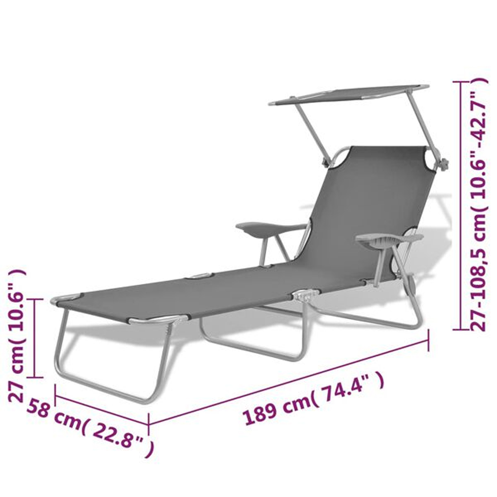 Xavien Outdoor Sun Lounger with Metal Frame in Grey