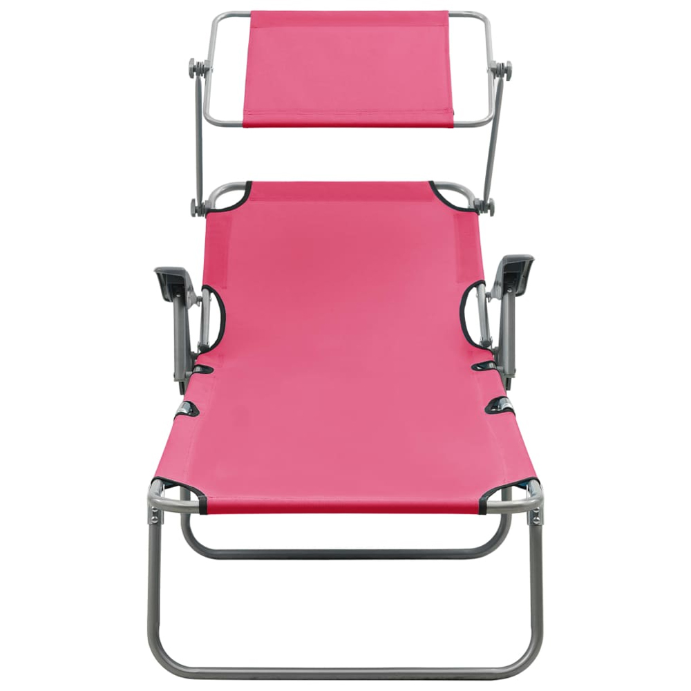Xavien Outdoor Sun Lounger with Metal Frame in Pink