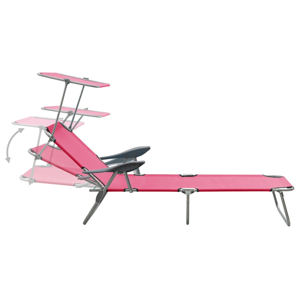Xavien Outdoor Sun Lounger with Metal Frame in Pink