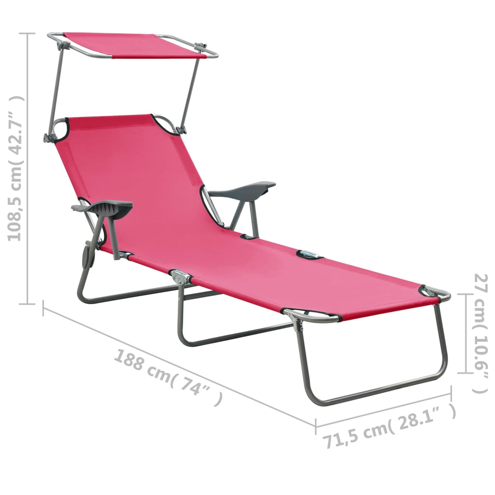 Xavien Outdoor Sun Lounger with Metal Frame in Pink