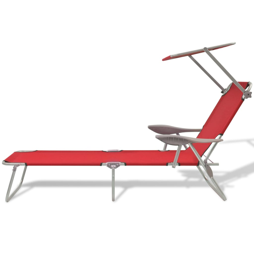 Xavien Outdoor Sun Lounger with Metal Frame in Red
