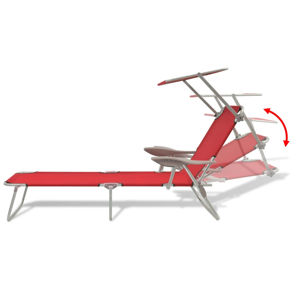 Xavien Outdoor Sun Lounger with Metal Frame in Red