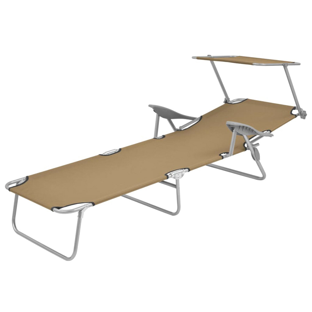 Xavien Outdoor Sun Lounger with Metal Frame in Taupe