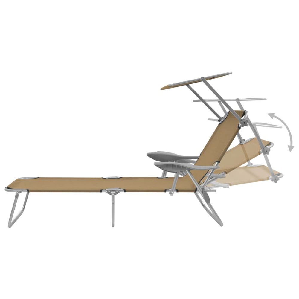 Xavien Outdoor Sun Lounger with Metal Frame in Taupe