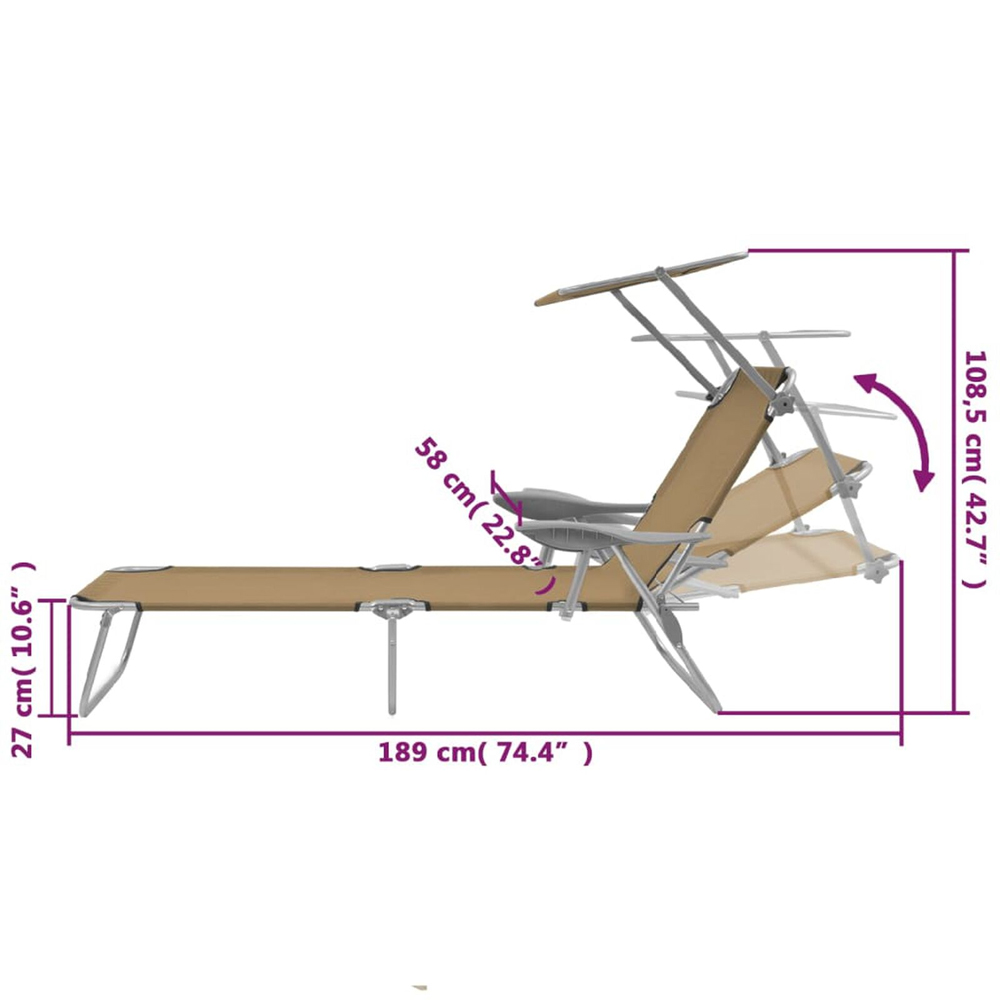 Xavien Outdoor Sun Lounger with Metal Frame in Taupe
